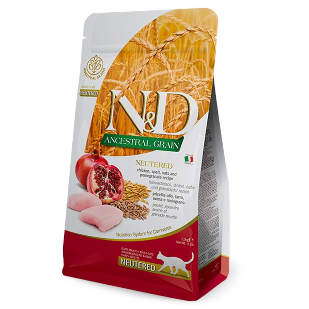 N&D D.Tahıllı Sterilised Kedi Maması 1,5 Kg (Tavuk&Nar)