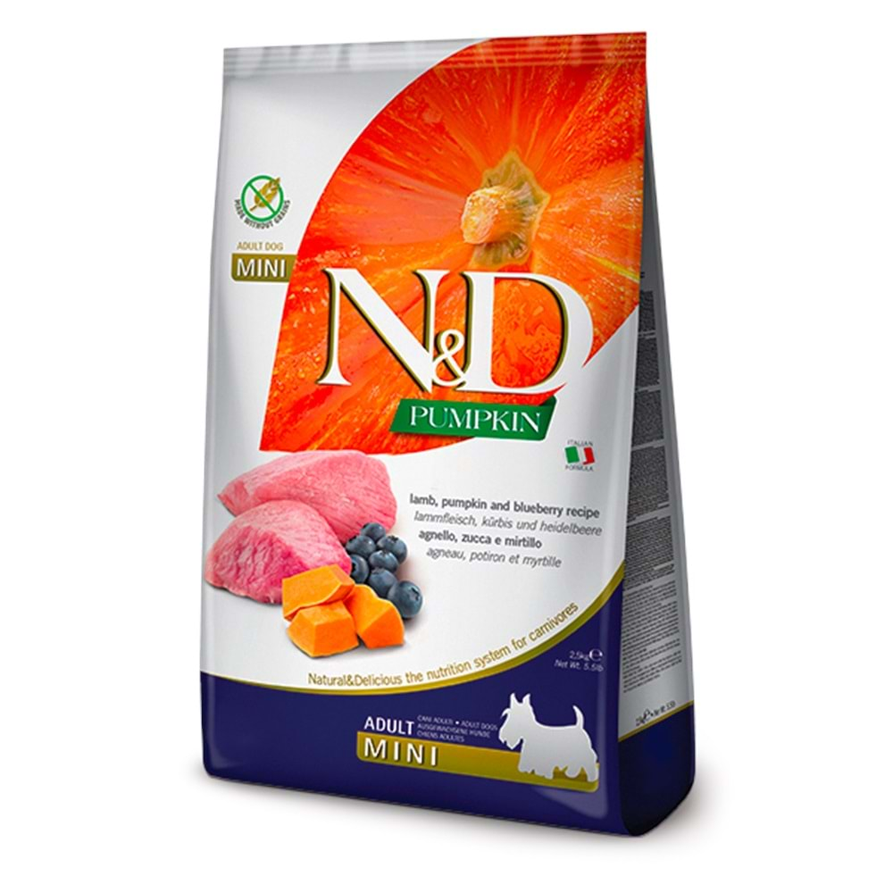 N&D Balkabaklı S/Mini Adult Köpek Maması 2,5 Kg (Kuzu&Yaban Mersini)