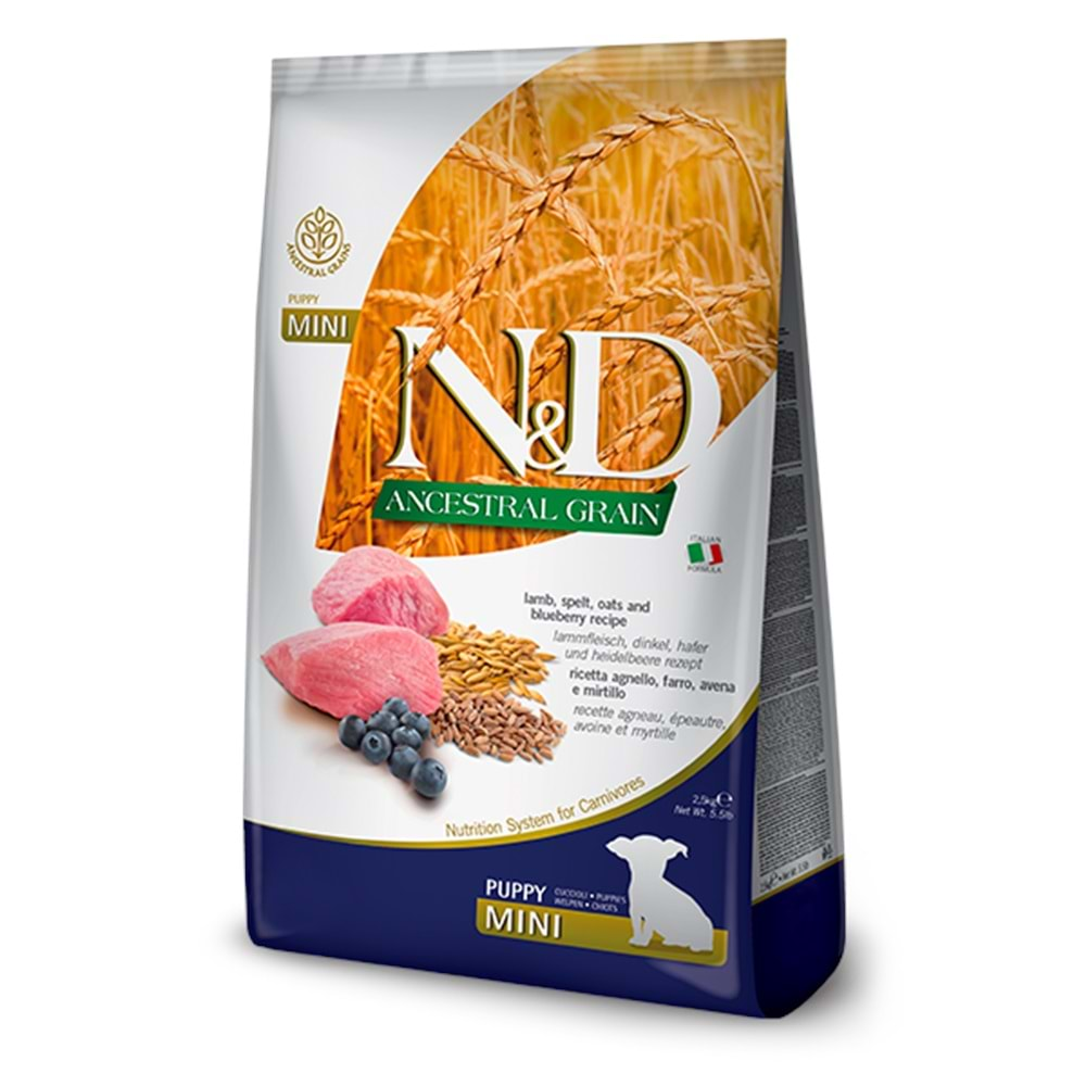 N&D D.Tahıllı S/Mini Puppy Köpek Maması 2,5 Kg (Kuzu&Yaban Mersini)