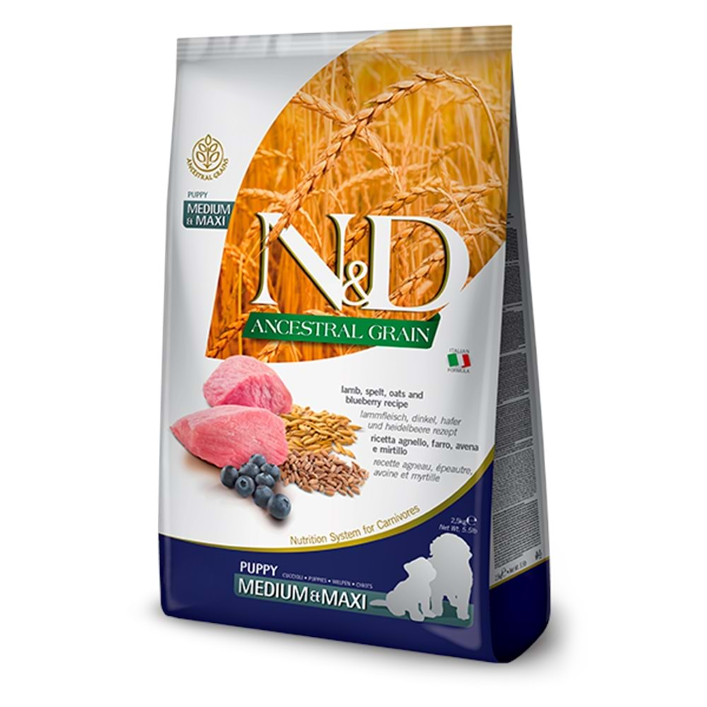 N&D D.Tahıllı M/Maxi Puppy Köpek Maması 12 Kg (Kuzu&Yaban Mersini)