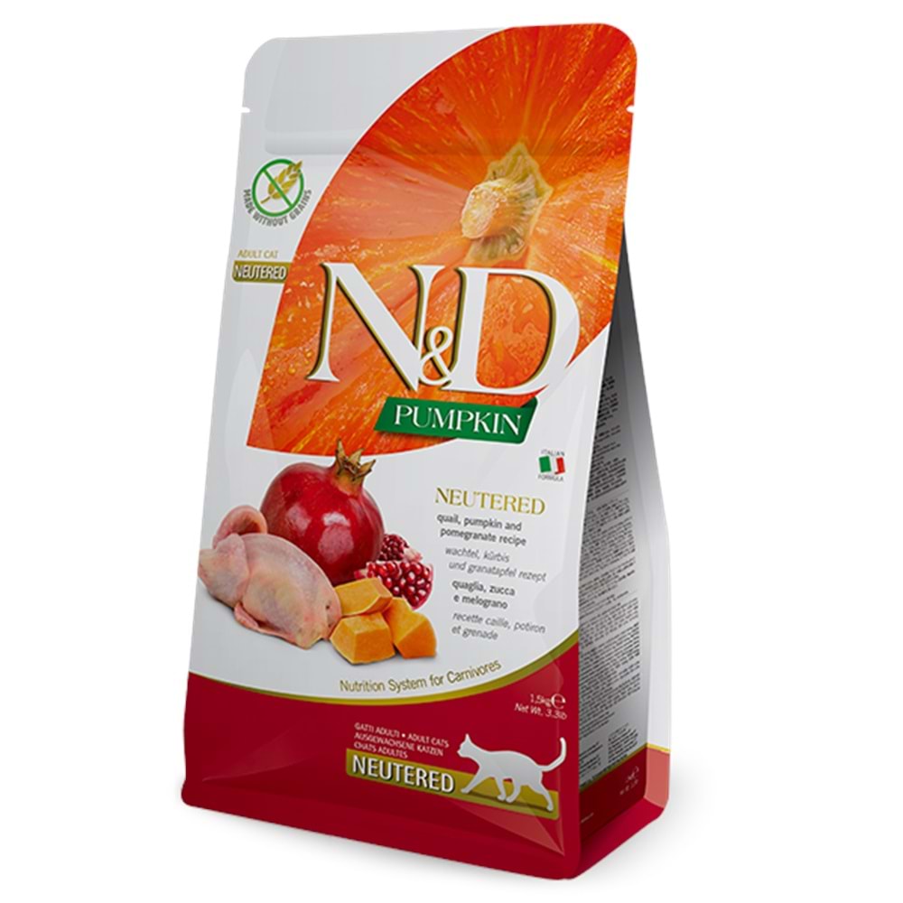 N&D Balkabaklı Sterilised Kedi Maması 1.5 Kg (Bıldırcın&Nar)