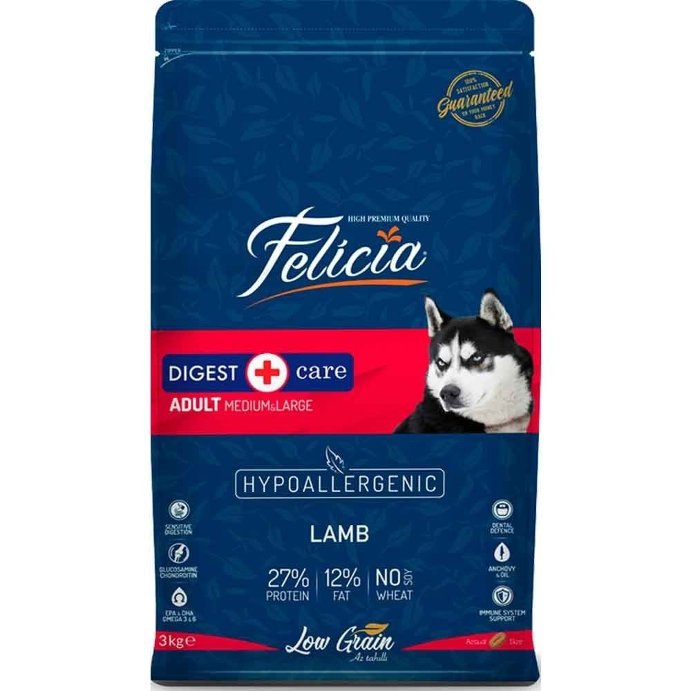 Felicia Yetiskin Kuzu Etli Köpek Maması M/L Az Tahıllı 3 Kg