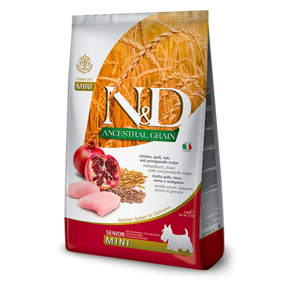 N&D D.Tahıllı S/Mini Senior Köpek Maması 2.5 Kg (Tavuk&Nar)