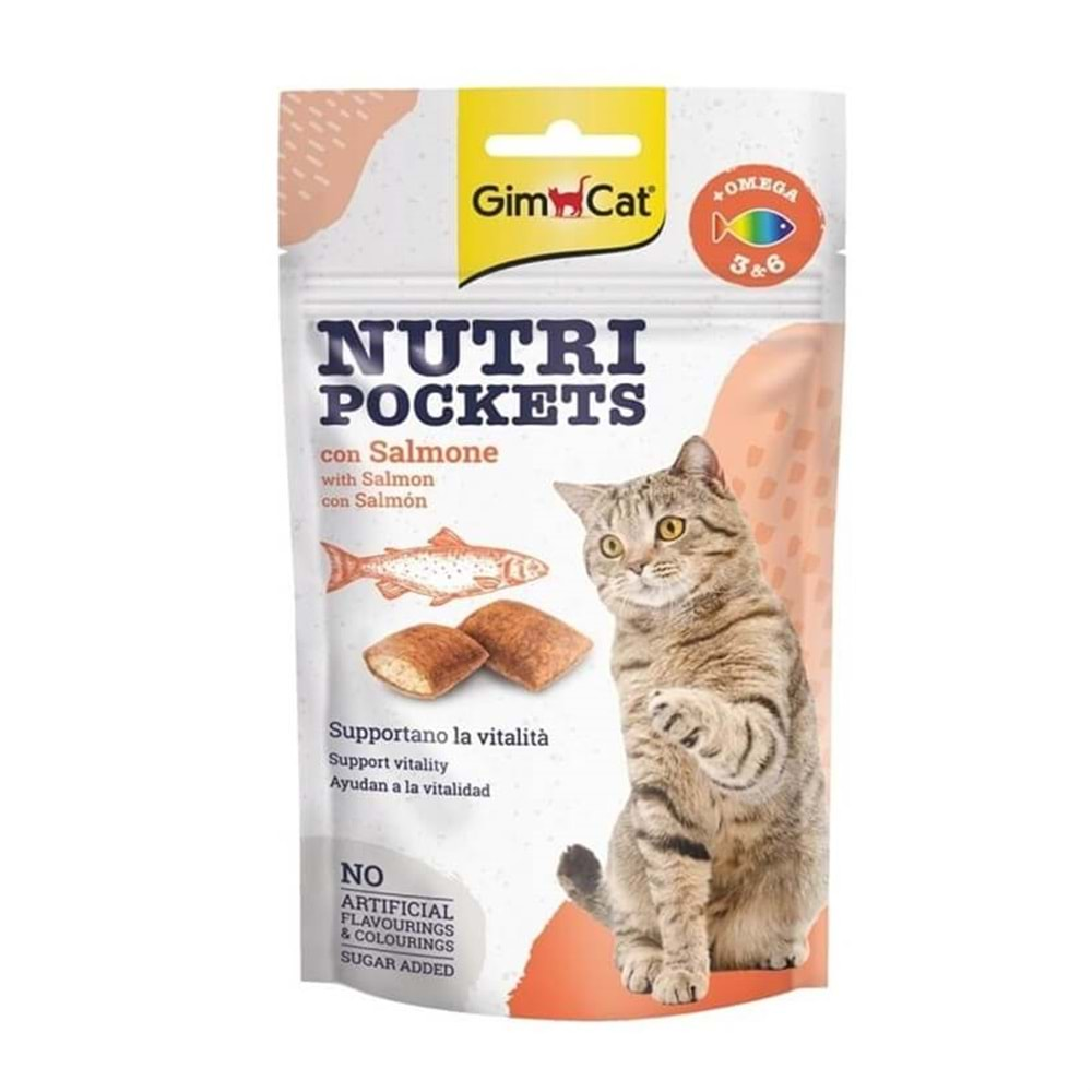 GimCat Nutripockets Kedi Ödülü Somon Omega 3&6 60Gr