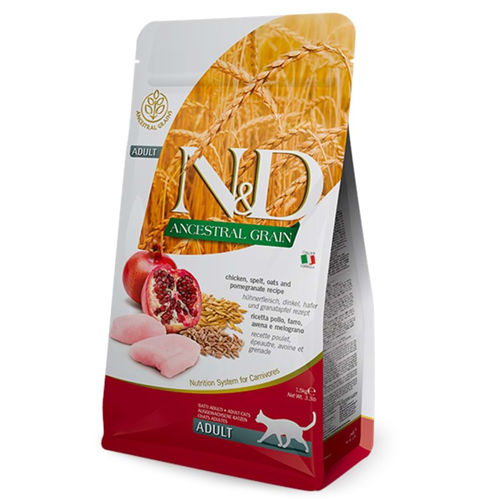 N&D D.Tahıllı Adult Kedi Maması 1,5 Kg (Tavuk&Nar)