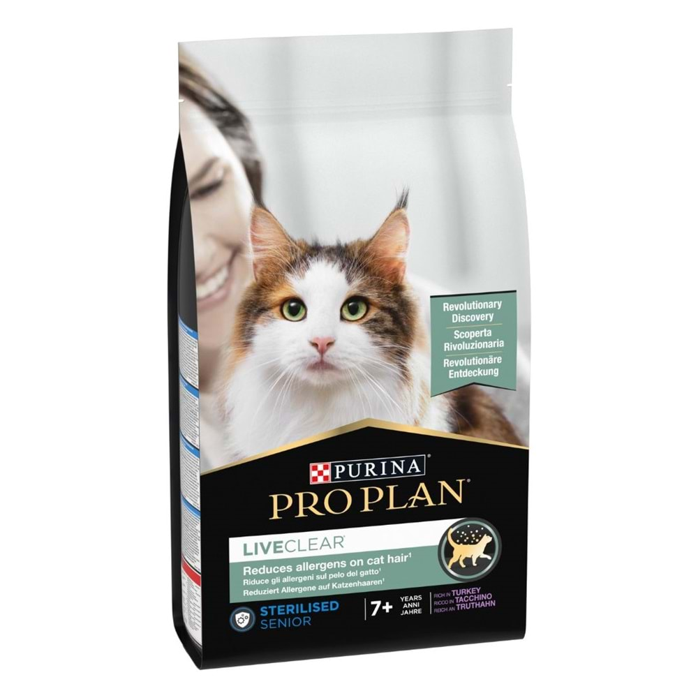 Pro Plan LiveClear +7 Hindili Alerjen Azaltan Kısırlaştırılmış Yaşlı Kedi Maması 1,4kg