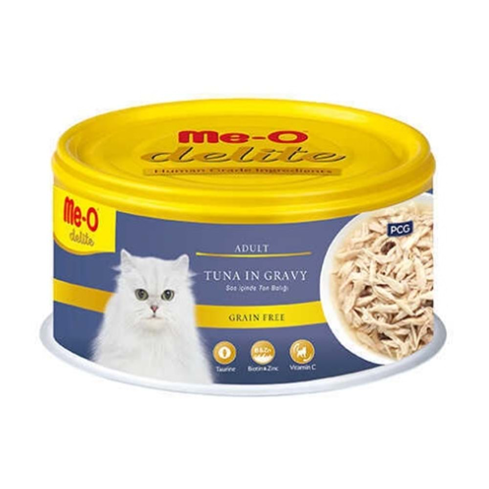 Me-O Delite Sos İçinde Ton Balıklı Tahılsız Yetişkin Kedi Konservesi 80gr