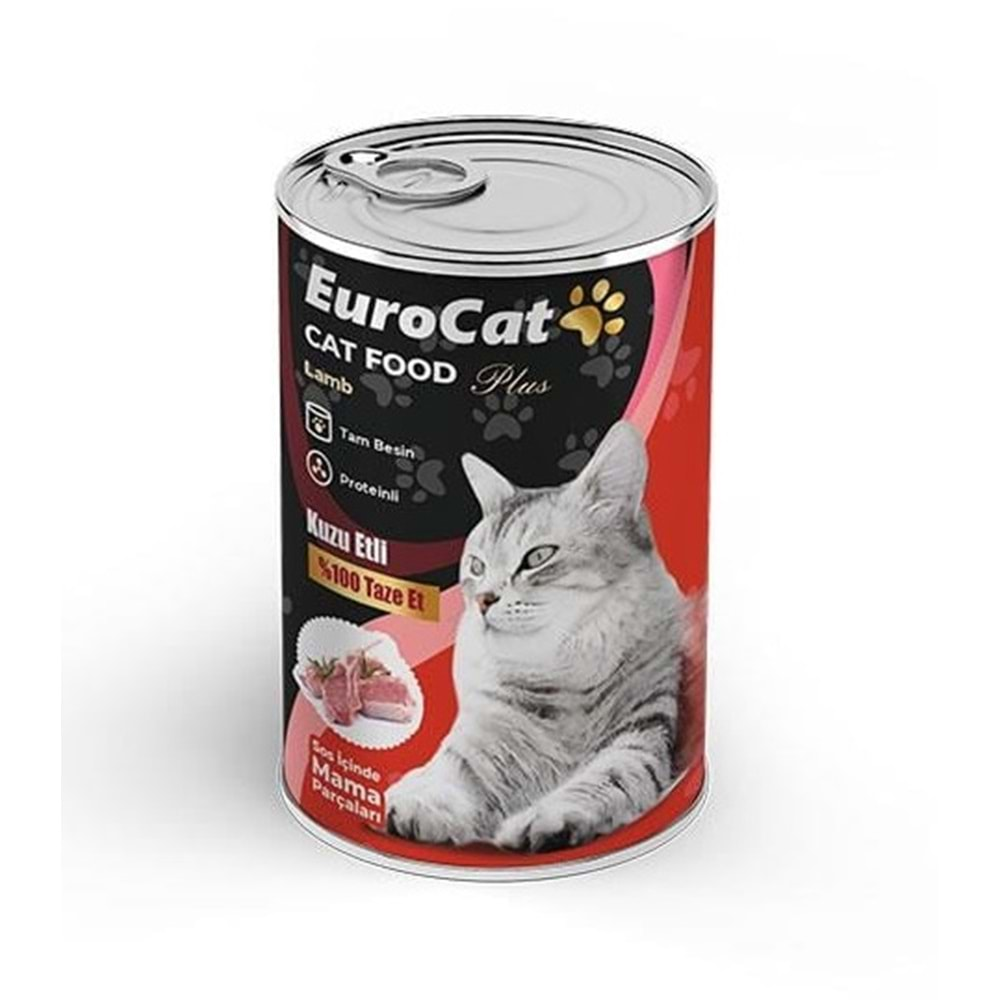 EuroCat Kuzu Parça Etli Ytş. Kedi Konserve 400 Gr