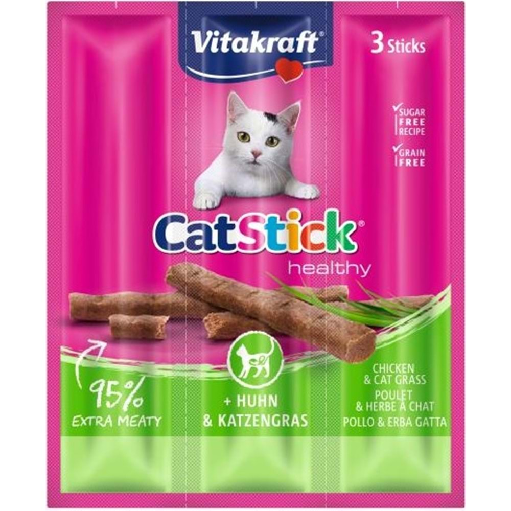 Vitakraft Cat Stick Tavuk Etli ve Catnipli Yumuşak Kedi Ödül Maması 18gr (3'lü)