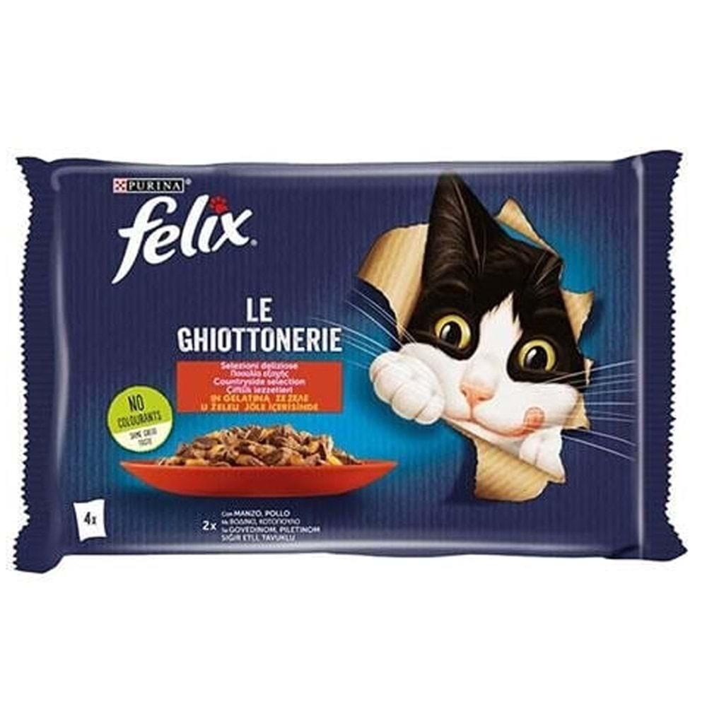 Felix 4lü Ekonomik Paket Pounch 85 Gr. (Sığır Etli&Tavuklu)