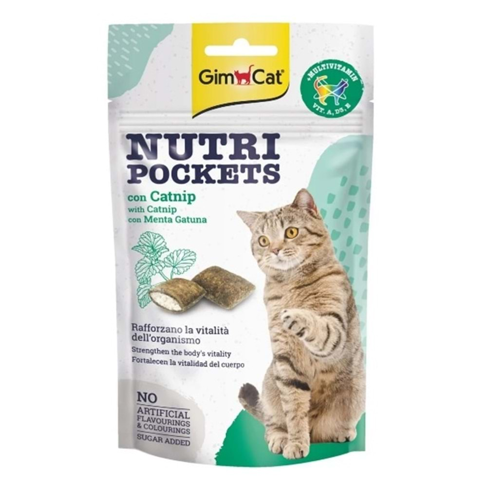 GimCat Nutripockets Kedi Otlu Multivitamin Kedi Ödülü 60gr