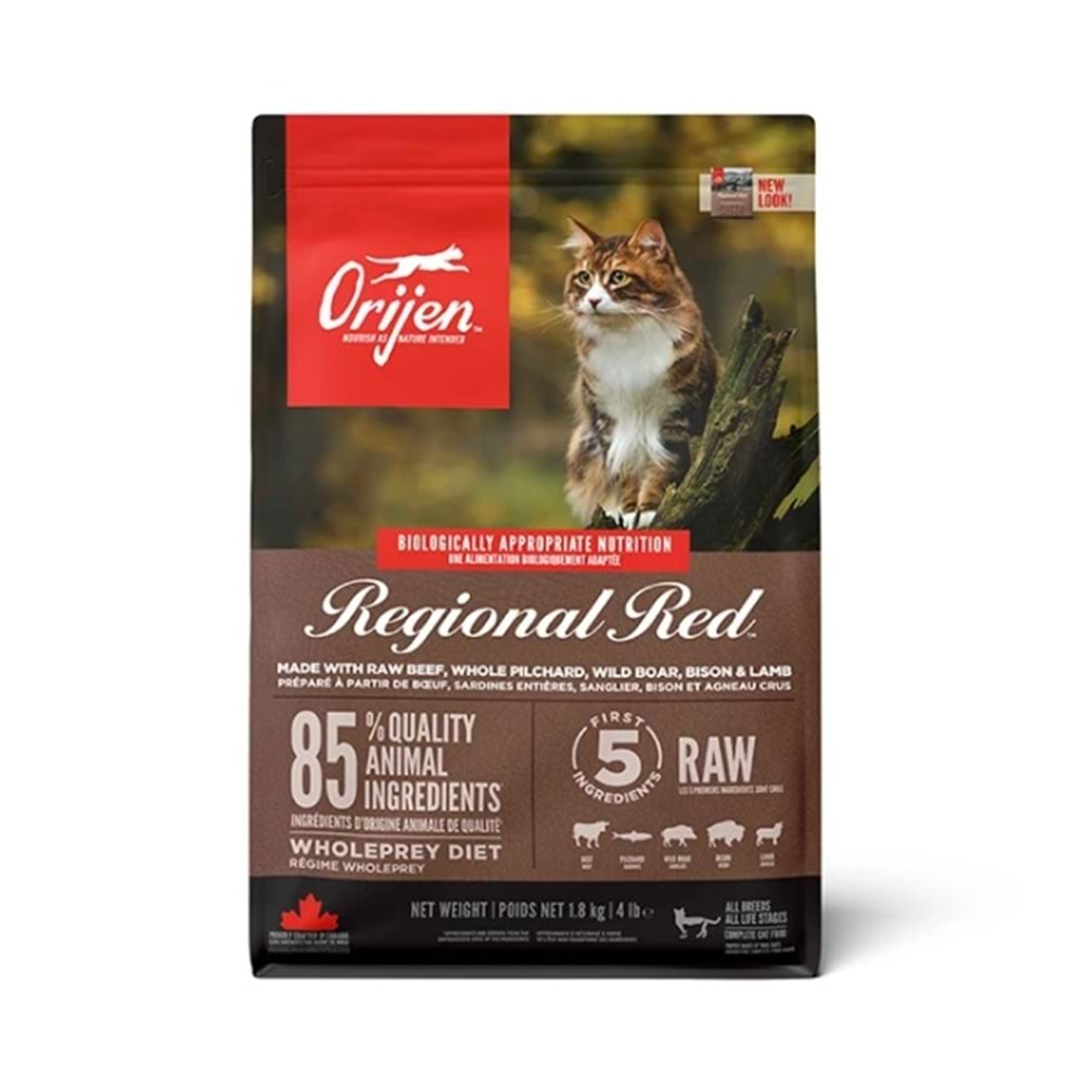 Orijen Regional Red Kırmızı Etli Tahılsız Kedi Maması 1,8kg