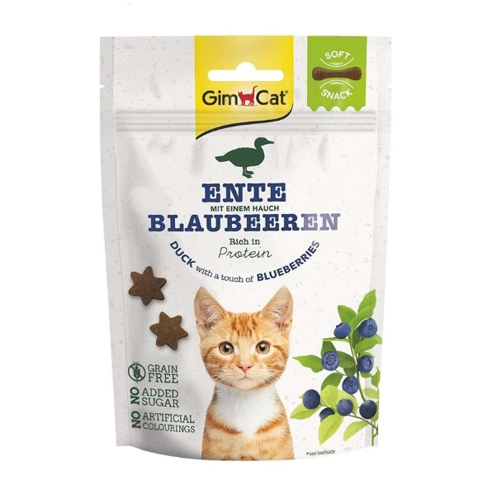 GimCat Ördekli ve Yaban Mersinli Tahılsız Şekersiz Yumuşak Kedi Ödül Maması 60gr