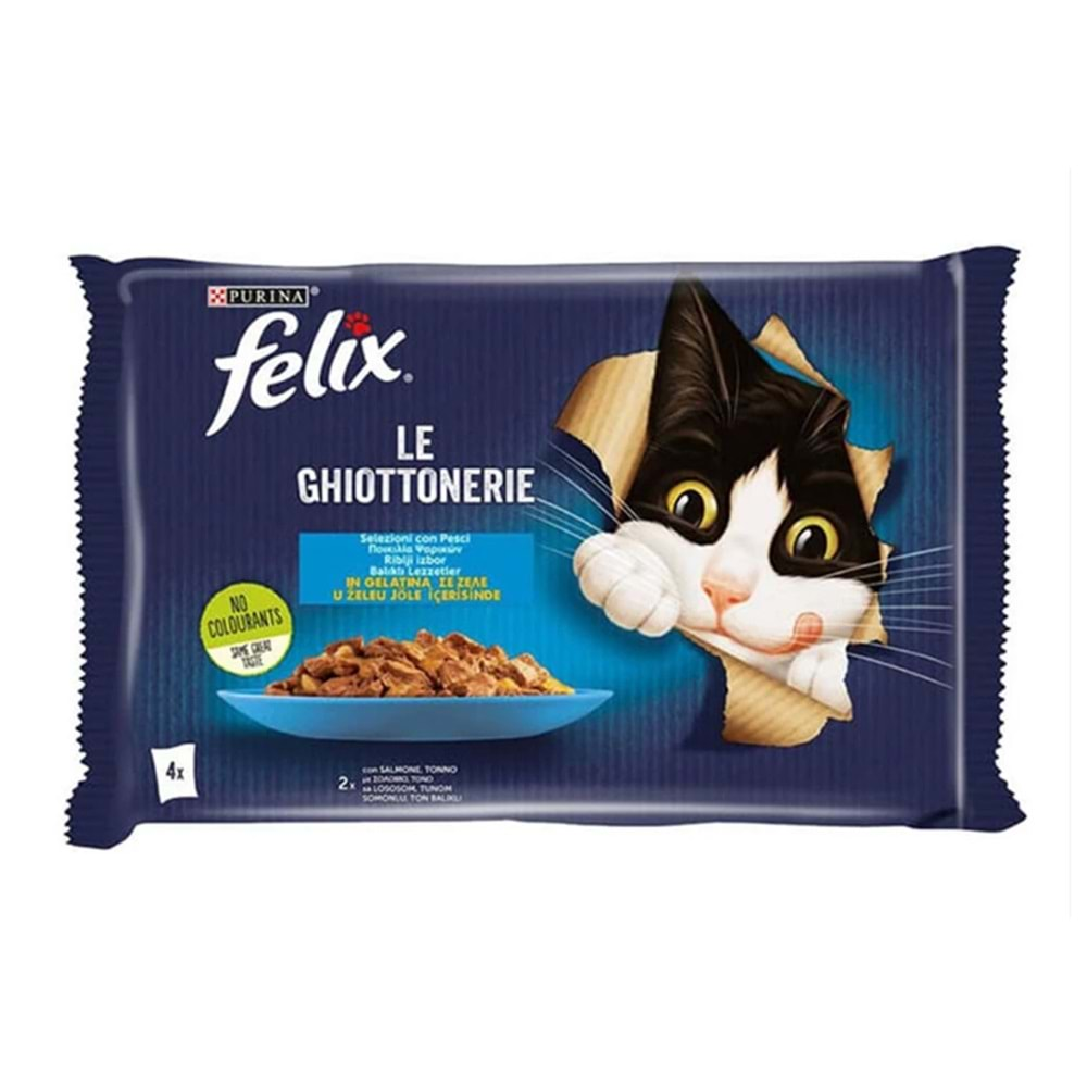 Felix Multi Pouch Somonlu ve Ton Balıklı Yaş Kedi Maması 4 X 85 Gr