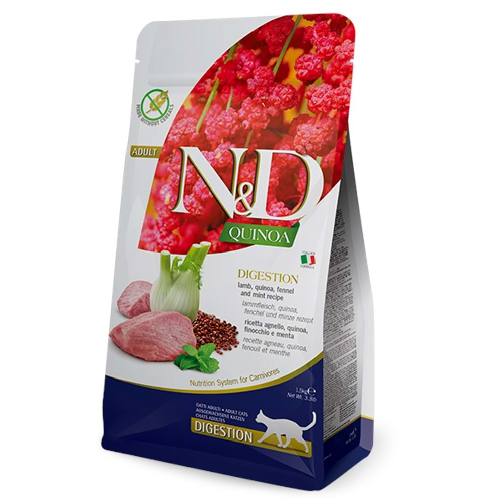 N&D Quinoa Digestion Kedi Maması 1,5 Kg (Kuzu&Yabanmersini)