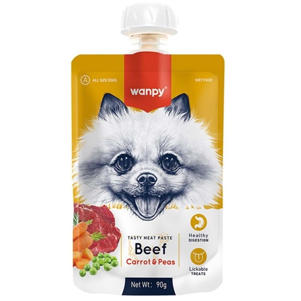 Wanpy Taze Sığır Etli & Havuçlu Köpek Et Ezmesi 90 gr