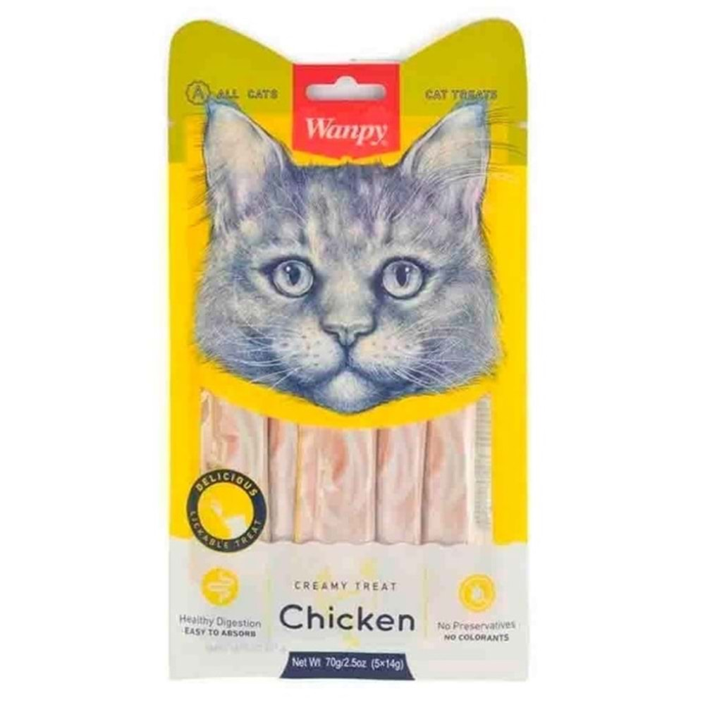 Wanpy Sıvı Kedi Ödül Maması Tavuk Etli 5x14 Gr kutu