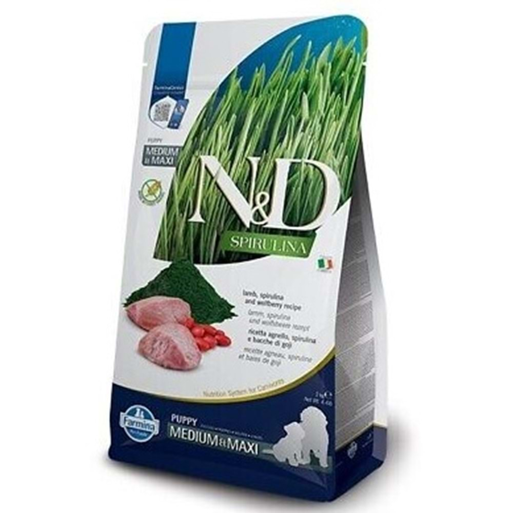 N&D Spirulina M/Maxi Puppy Köpek Maması 2 Kg (Kuzu)