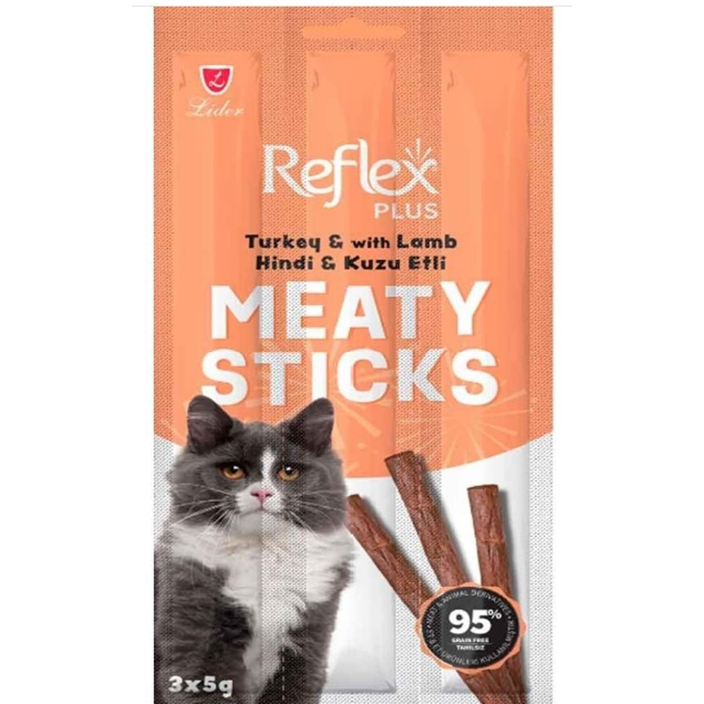 Reflex Hindili ve Kuzu Etli Tahılsız Kedi Ödül Çubuğu 15gr (3'lü)