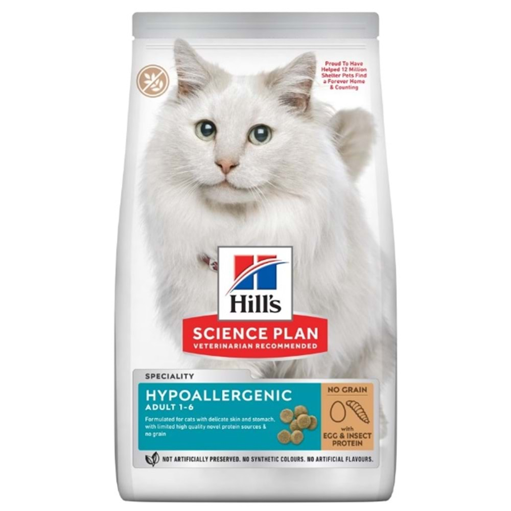 Hills Science Plan Hypo-Allergenic Adult Kedi Maması 1,5 Kg (Larva&Yumurta)