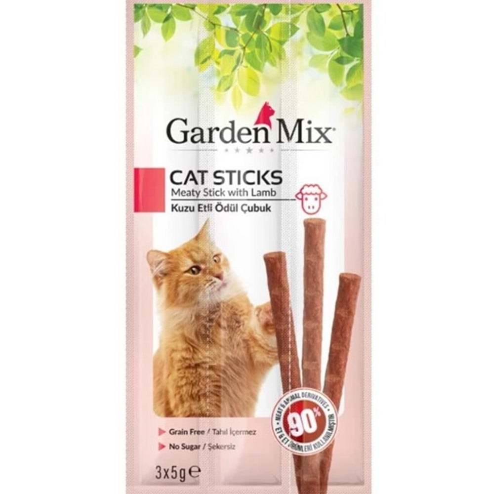 GardenMix Kuzu Etli Tahılsız Kedi Ödül Çubuğu 15gr(3'lü)