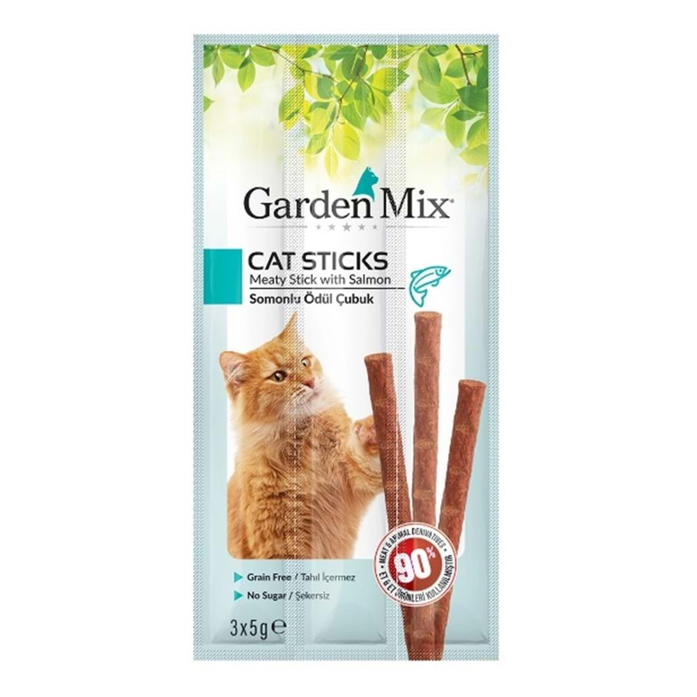 GardenMix Somonlu Tahılsız Kedi Ödül Çubuğu 15gr(3'lü)