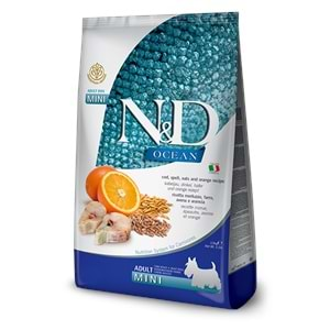 N&D Ocean D.Tahıllı S/Mini Adult Köpek Maması 2.5 Kg (Morina Balığı&Portakal)