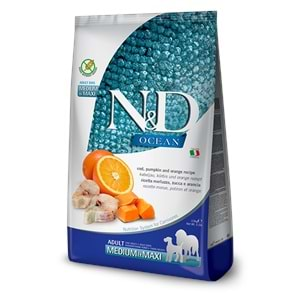 N&D Ocean D.Tahıllı M/Maxi Adult Köpek Maması 12 Kg (Morina Balığı&Portakal)