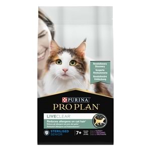 Pro Plan LiveClear +7 Hindili Alerjen Azaltan Kısırlaştırılmış Yaşlı Kedi Maması 1,4kg