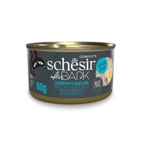 Schesir After Dark Sos İçinde Tavuklu ve Bıldırcın Yumurtalı Tahılsız Yetişkin Kedi Konservesi 80gr