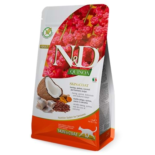 N&D Quioa Skin&Coat Kedi Maması 1.5 Kg (Ringa&Hindistan Cevizi)