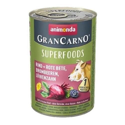 Animonda GranCarno Superfoods Adult Köpek Konservesi 400 Gr. (Sığır&Pancar&Böğürtlen&Karahindibağ)