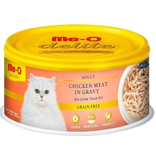 Me-O Delite Sos İçinde Tavuklu Tahılsız Yetişkin Kedi Konservesi 80gr