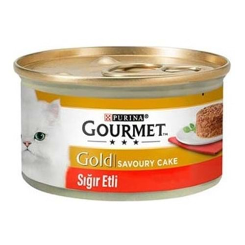 Gourmet Gold Savoury Cake Sığır Etli Yetişkin Kedi Konservesi 85 gr