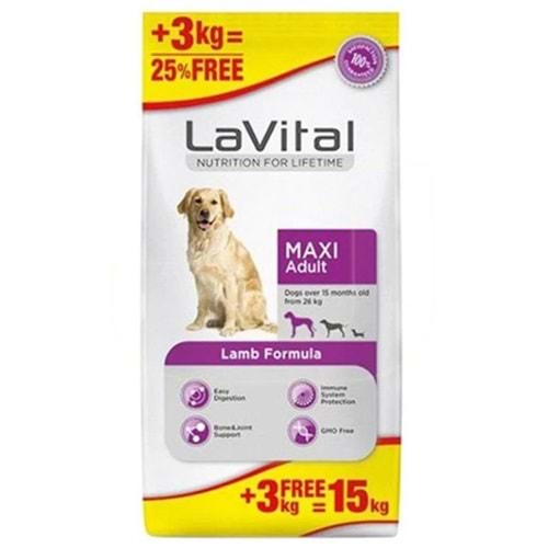 Lavital Kuzu Etli Büyük Irk Yetişkin Köpek Maması 12 + 3 Kg