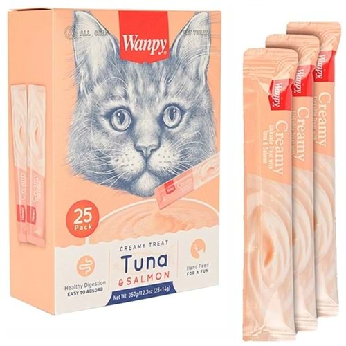 Wanpy Kedi Ödül Çubuğu Sıvı Ton Balıklı Ve Somonlu 25 Adetx14 gr