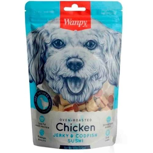 Wanpy %100 Doğal Tavuk ve Morina Balık Sargılı Köpek Ödülü 100gr