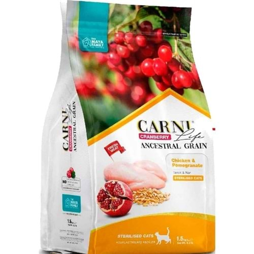 Carni Life D.Tahıllı Sterilised Kedi Maması 1 Kg (Tavuk&Nar)