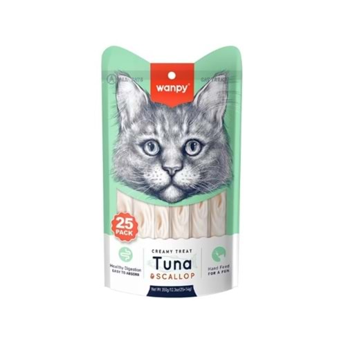 Wanpy Ton Balıklı ve Deniz Taraklı Krema Kedi Ödülü 25x14gr