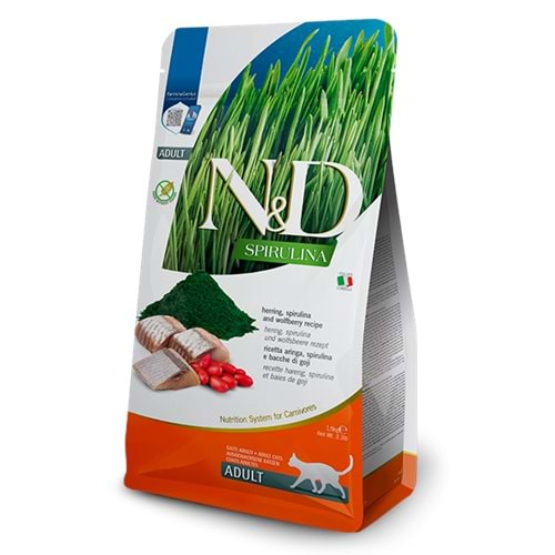 N&D Spirulina Adult Kedi Maması 1.5 Kg (Ringa ve Gojiberry)