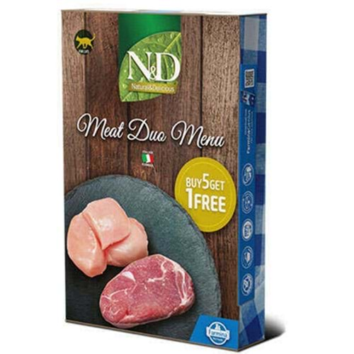 N&D Meat Duo Menu Etli Yetişkin Kedi Konservesi 70gr (6 AL 5 ÖDE)