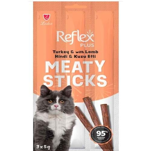 Reflex Hindili ve Kuzu Etli Tahılsız Kedi Ödül Çubuğu 15gr (3'lü)