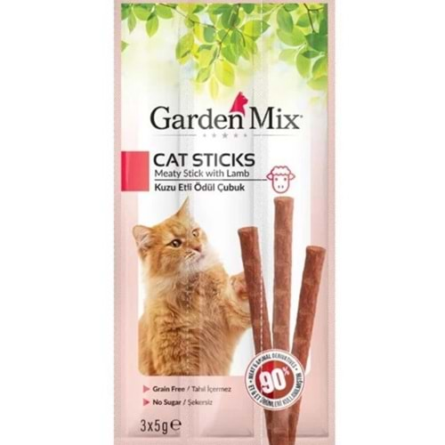 GardenMix Kuzu Etli Tahılsız Kedi Ödül Çubuğu 15gr(3'lü)