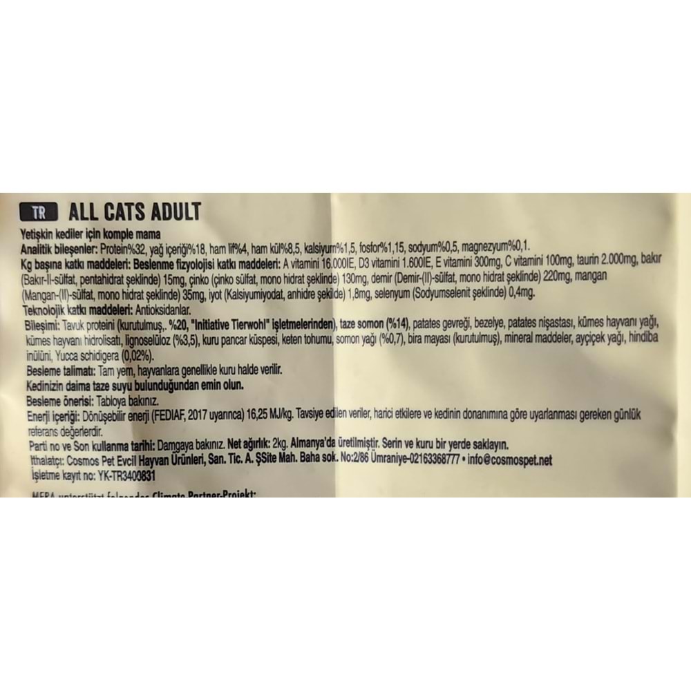 Mera Tahılsız Adult Kedi Maması 1 Kg (Somon)